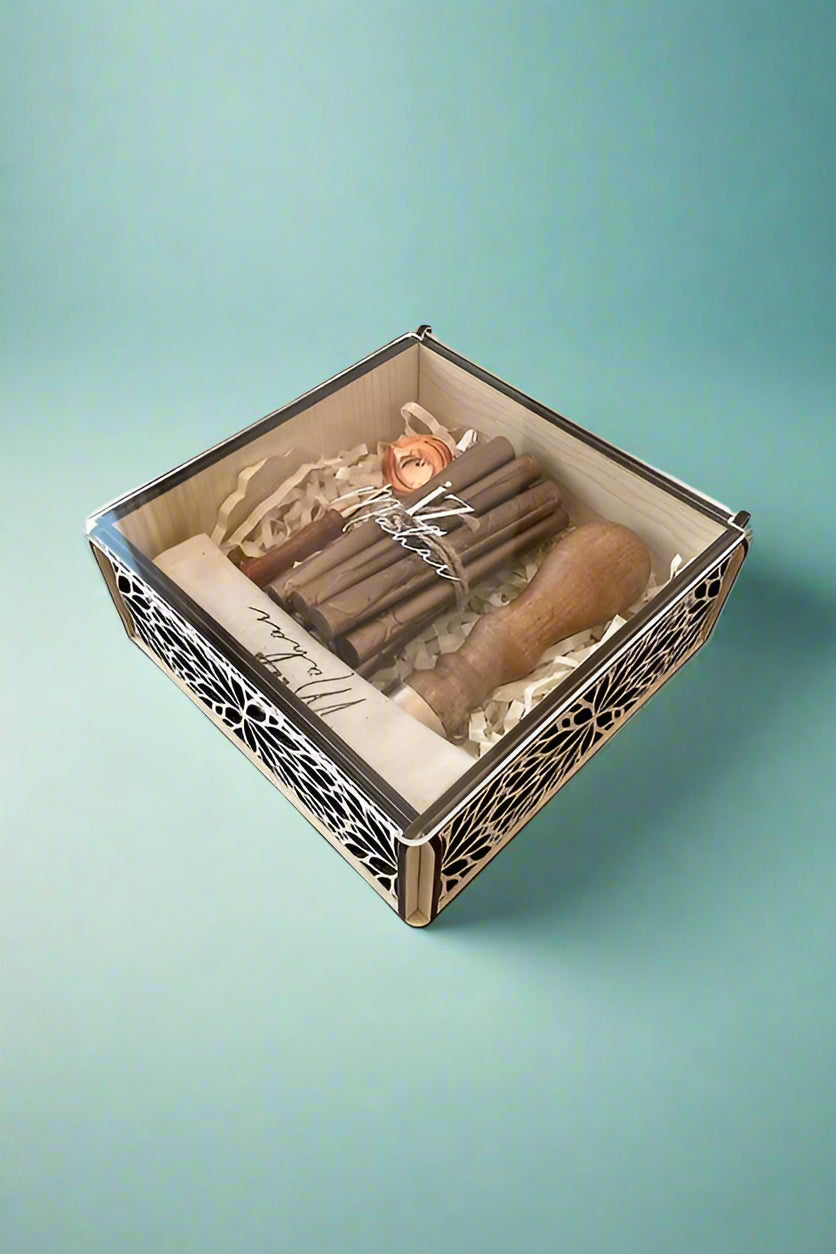 Geschenkset Siegelstempel & Siegelwachs – Personalisierte Wachsstempelbox